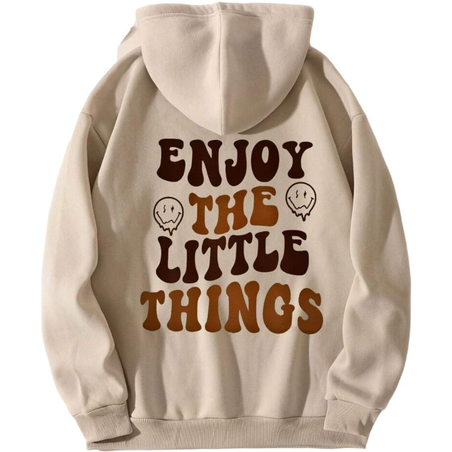 TAGAS Women's Cotton Printed Regular Hoodies || Sweatshirt for Women || Hoodies || Winter Wear for Women Biege, M