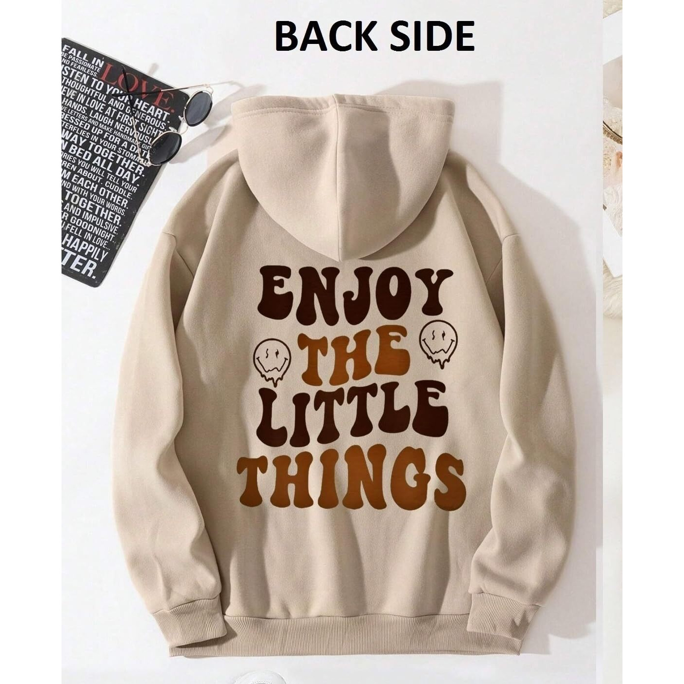 TAGAS Women's Cotton Printed Regular Hoodies || Sweatshirt for Women || Hoodies || Winter Wear for Women Biege, M
