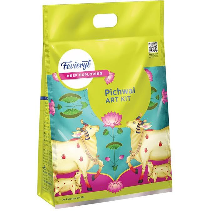 Fevicryl Pichwai Art kit| Learn Art of Rajasthan with Painting Kit with Pre-Printed MDF Boards, Rhinestones, Acrylic Paints, Brushes| Gift for Art Lovers & Beginners, Ideal for Festive Gifting