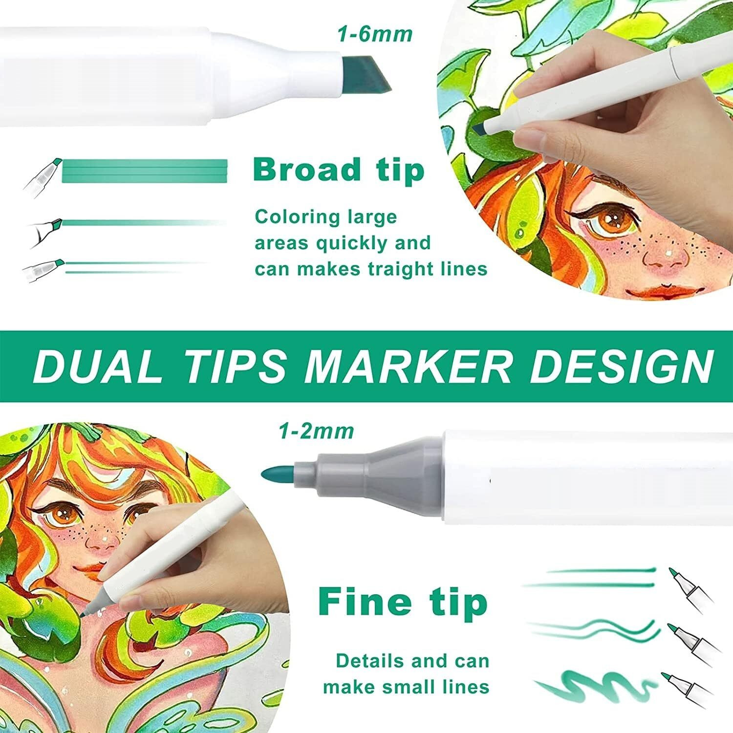 Corslet Alcohol Markers & Color Pens Set | Colour Marker Pen Art Markers Dual Tip Brush & Chisel Alcohol Based Markers for Drawing Sketching Adult Colouring & Illustration (Art Marker 60 Pc)