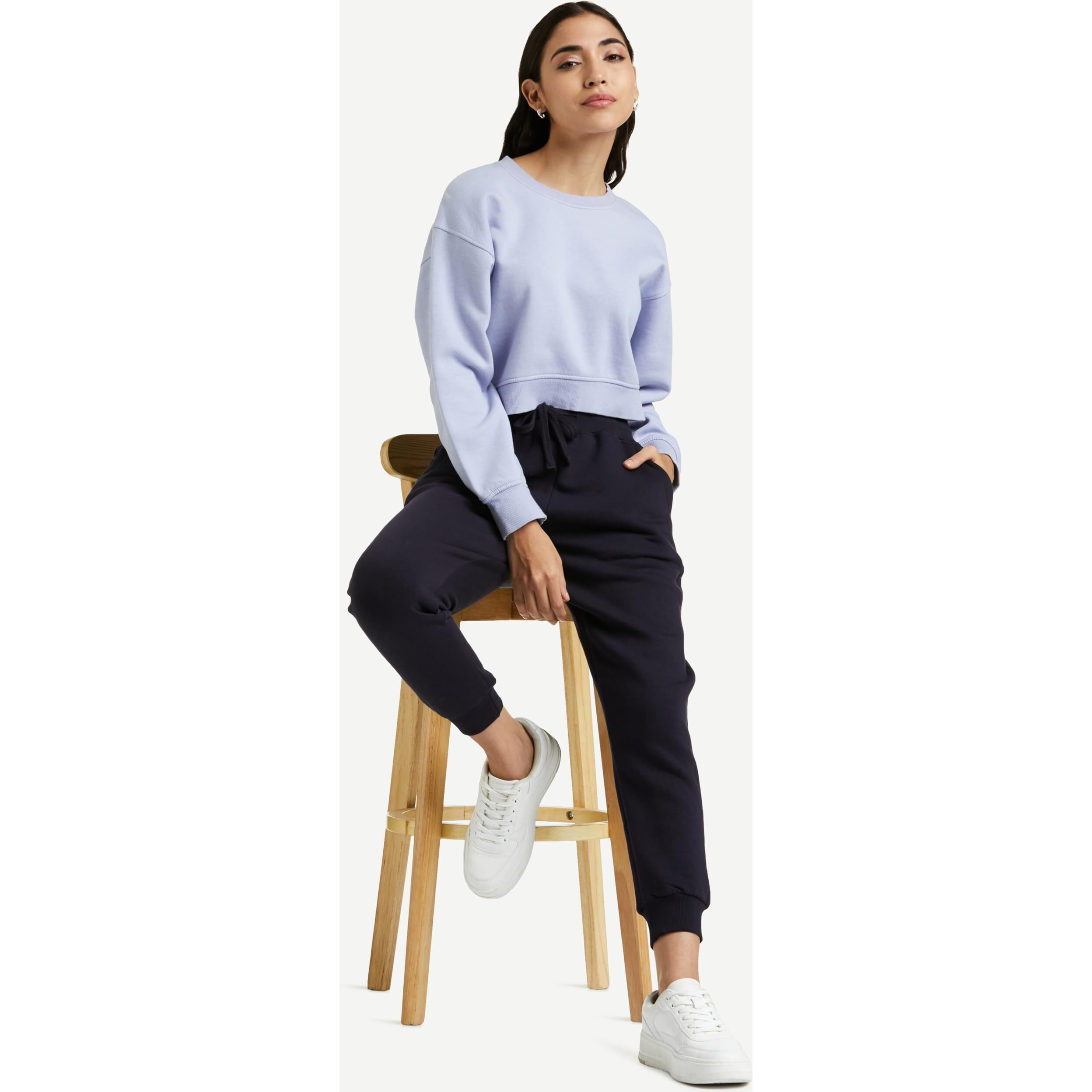 Amazon Brand - Symbol Women's Regular Fit Winter Track Pants (SYWHJOG320_Navy_L)
