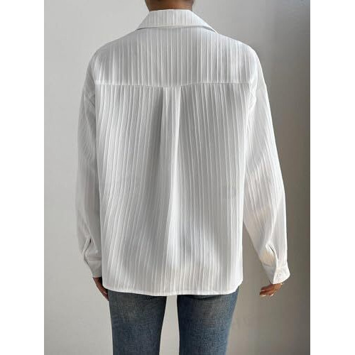 GRECIILOOKS Solid Regular Fit Long Tops Oversized Shirt for Women (GL-W1929_White XL)