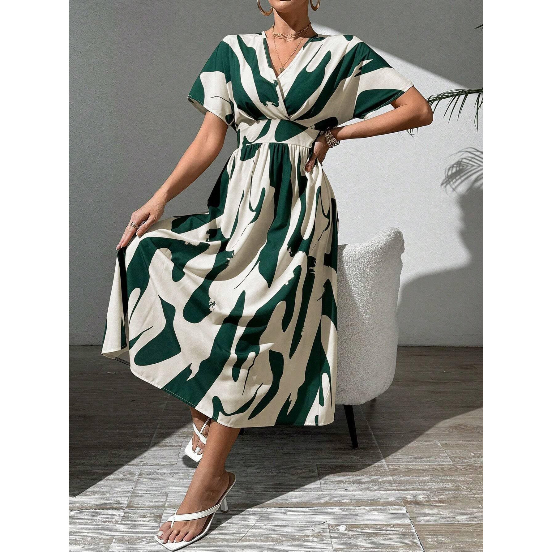 Leriya Fashion Midi Dress For Women | One Piece Dress For Women | Beach Dress For Women (X-Large, Green)