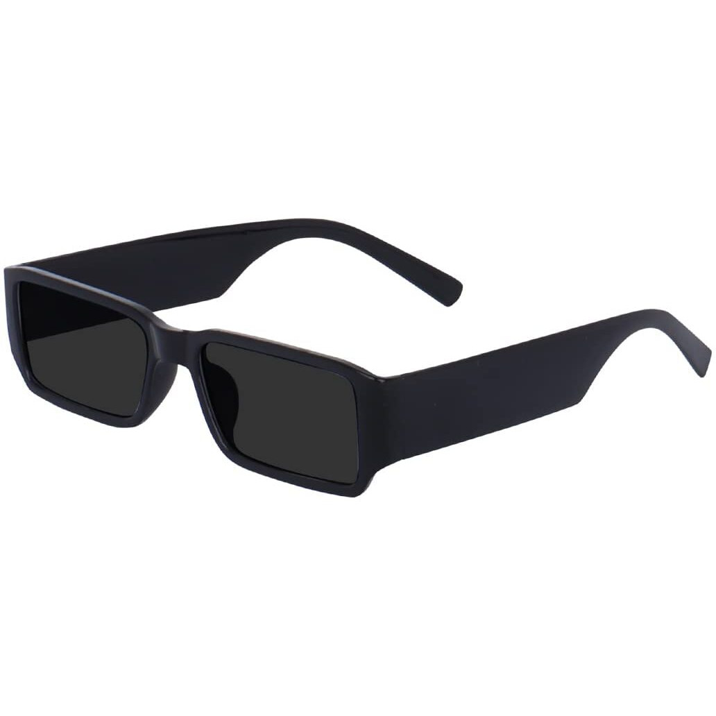 CREATURE MC stan Rectangle Retro Vintage Narrow Unisex Sunglasses Small Narrow Square Sun Glasses (SUN-089-BLK) (BLACK)