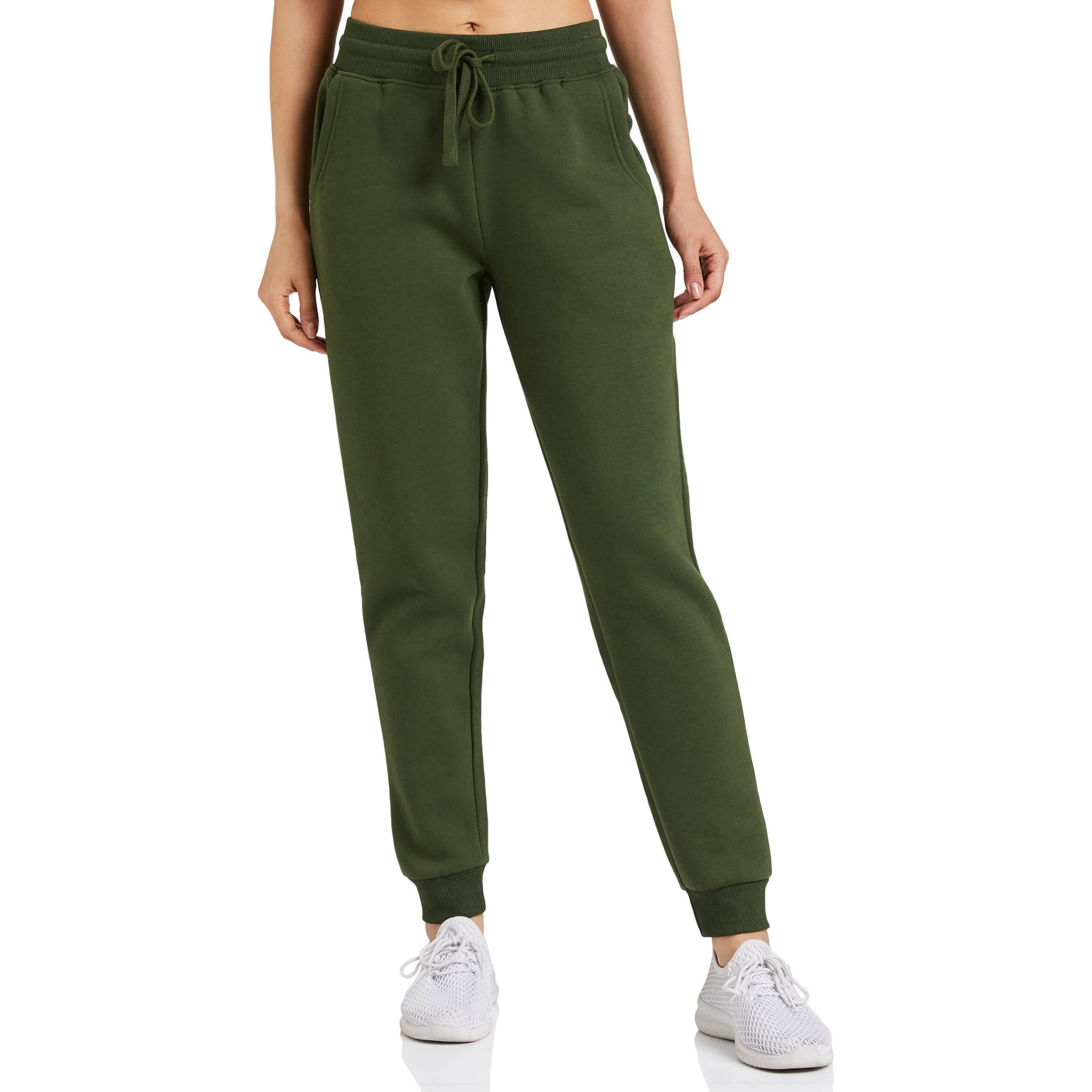 Amazon Brand - Symbol Women's Regular Fit Winter Track Pants (SYWHJOG320_Olive_M)