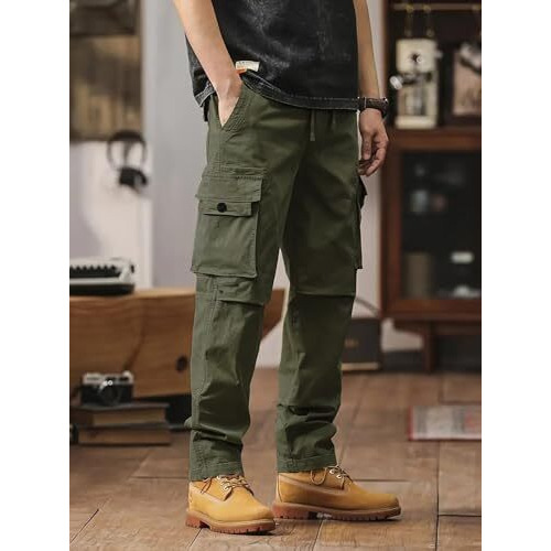 Lymio Men Cargo || Men Cargo Pants || Men Cargo Pants Cotton || Cargos for Men (Cargo-54-57) (in, Alpha, L, Green)