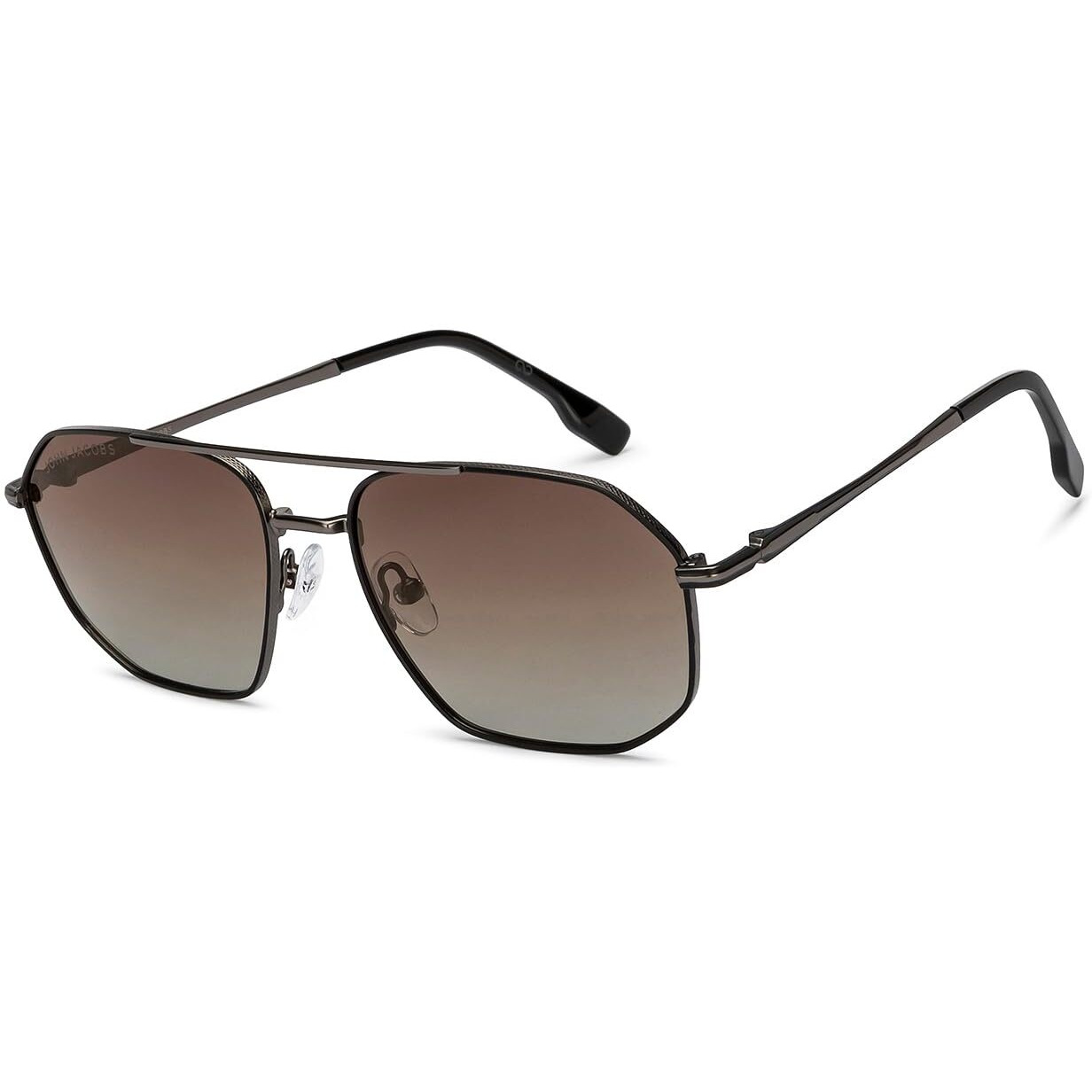John Jacobs | Gunmetal - Brown | Full Rim Rectangular Stylish & Premium Polarized Sunglasses | Polarized and 100% UV Protected | Men & Women | Extra Wide | JJ S15861