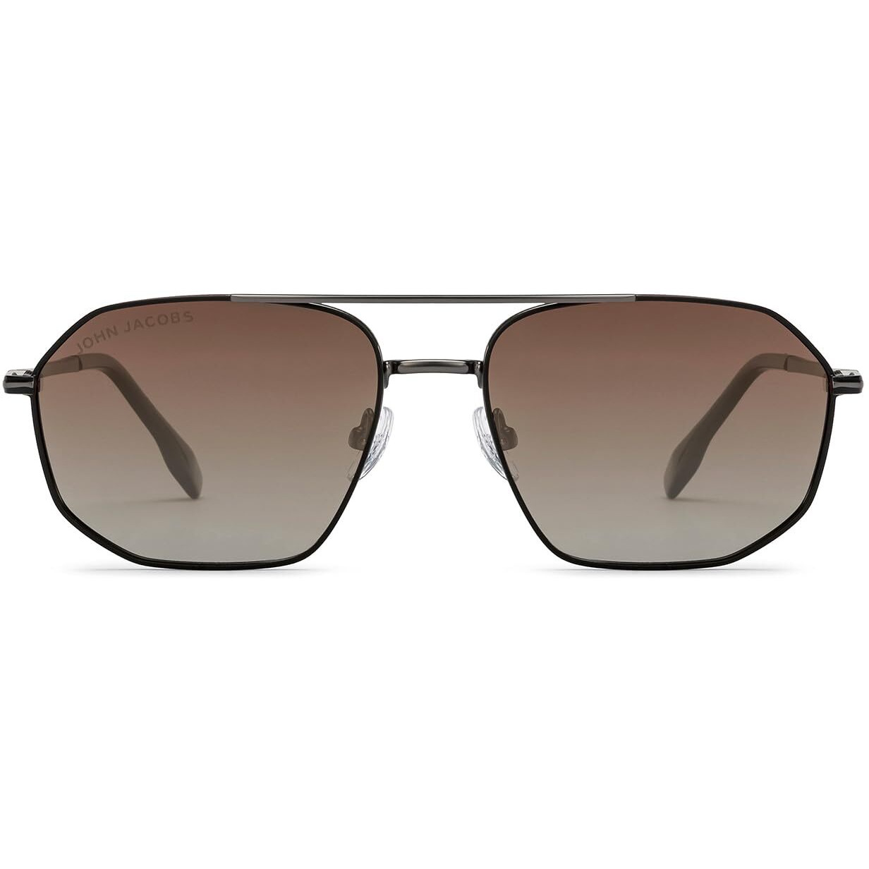 John Jacobs | Gunmetal - Brown | Full Rim Rectangular Stylish & Premium Polarized Sunglasses | Polarized and 100% UV Protected | Men & Women | Extra Wide | JJ S15861