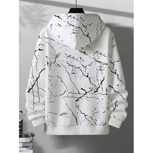TAGDO Men's Letter Printed Pocket Front Drawstring Hoodie (RF-Hoodie-2010-L) White