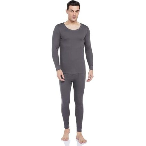 Amazon Brand - Symbol Men's Thermal Set (Top & Bottom) | Full Sleeve | Winter Wear | Body Warmer Set_SYM-M-A24-TH-SET-1003_Dark Grey_L