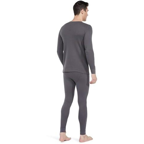 Amazon Brand - Symbol Men's Thermal Set (Top & Bottom) | Full Sleeve | Winter Wear | Body Warmer Set_SYM-M-A24-TH-SET-1003_Dark Grey_L