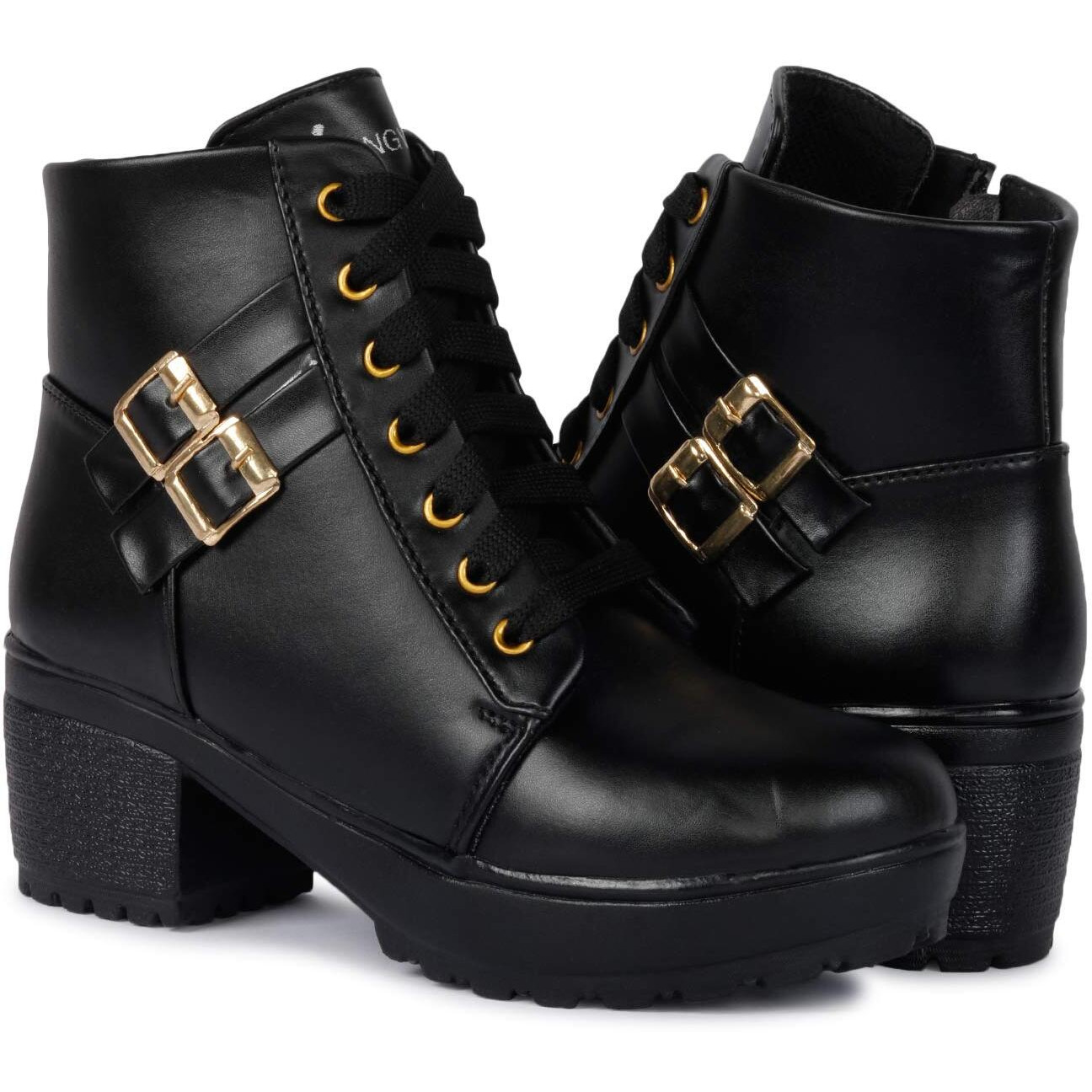 Longwalk Women Fashion Casual Boot High Ankle Heel for Girls Boot (Black, Numeric_5)