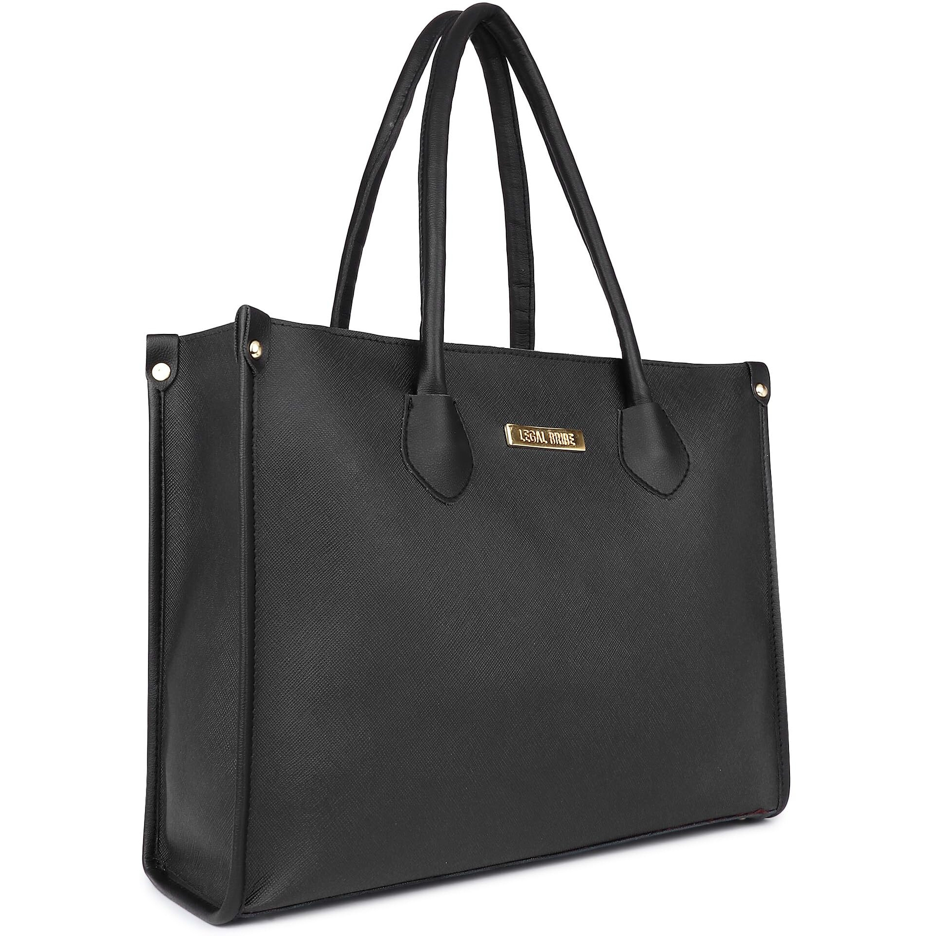 LEGAL BRIBE Women Textured Classic Tote Bag (Black)
