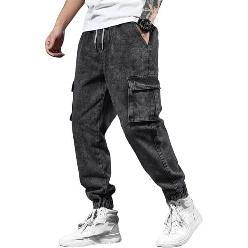Lymio Men Jeans || Jeans for Men || Cargo Jeans (09-10) (32, Black)