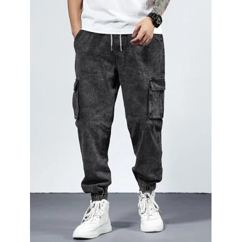 Lymio Men Jeans || Jeans for Men || Cargo Jeans (09-10) (32, Black)