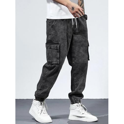 Lymio Men Jeans || Jeans for Men || Cargo Jeans (09-10) (32, Black)