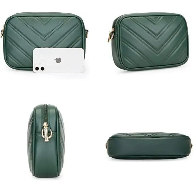ADISA Women's Girls Cross Body Sling Bag with Pouch (Dark Green)