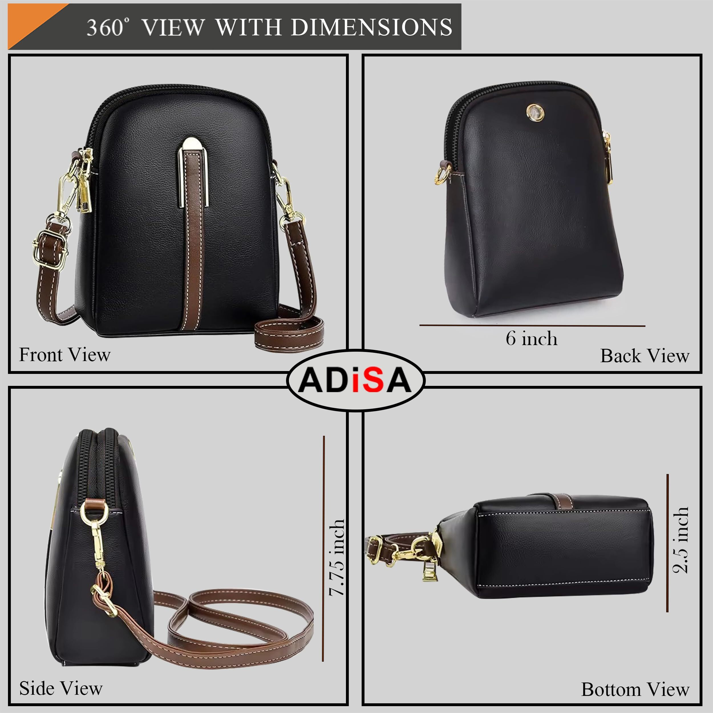 ADISA Women's Girls Grains Cross Body Sling Bag (SL5133-BLA)