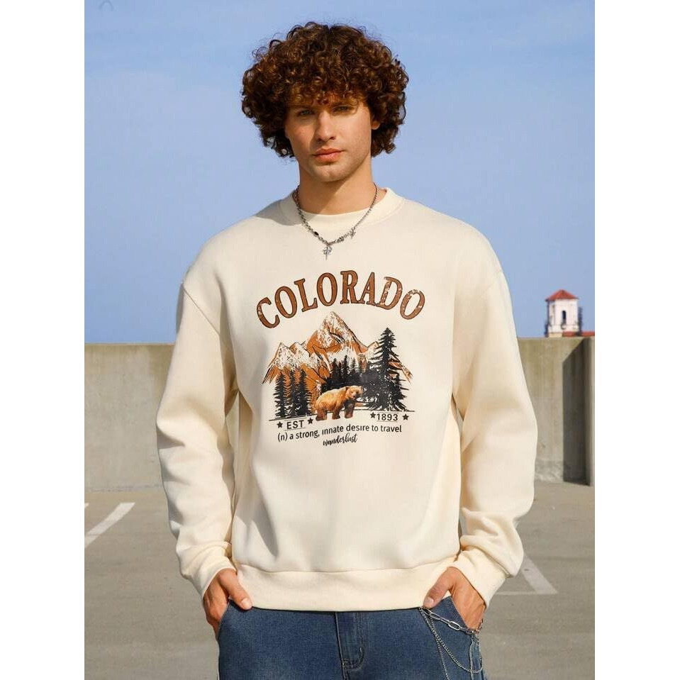 TAGAS Men's Fleece Year Round Replenishable Round Neck Regular Fit Sweatshirt (MSS-1-COLORADO-BEIGE-L_Beige_L)