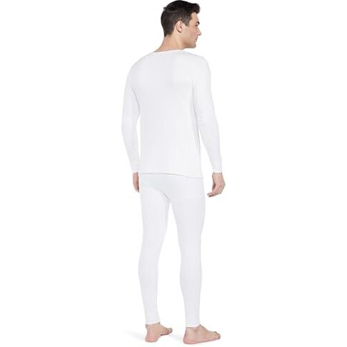 Amazon Brand - Symbol Men's Thermal Set (Top & Bottom) | Full Sleeve | Winter Wear | Body Warmer Set White M