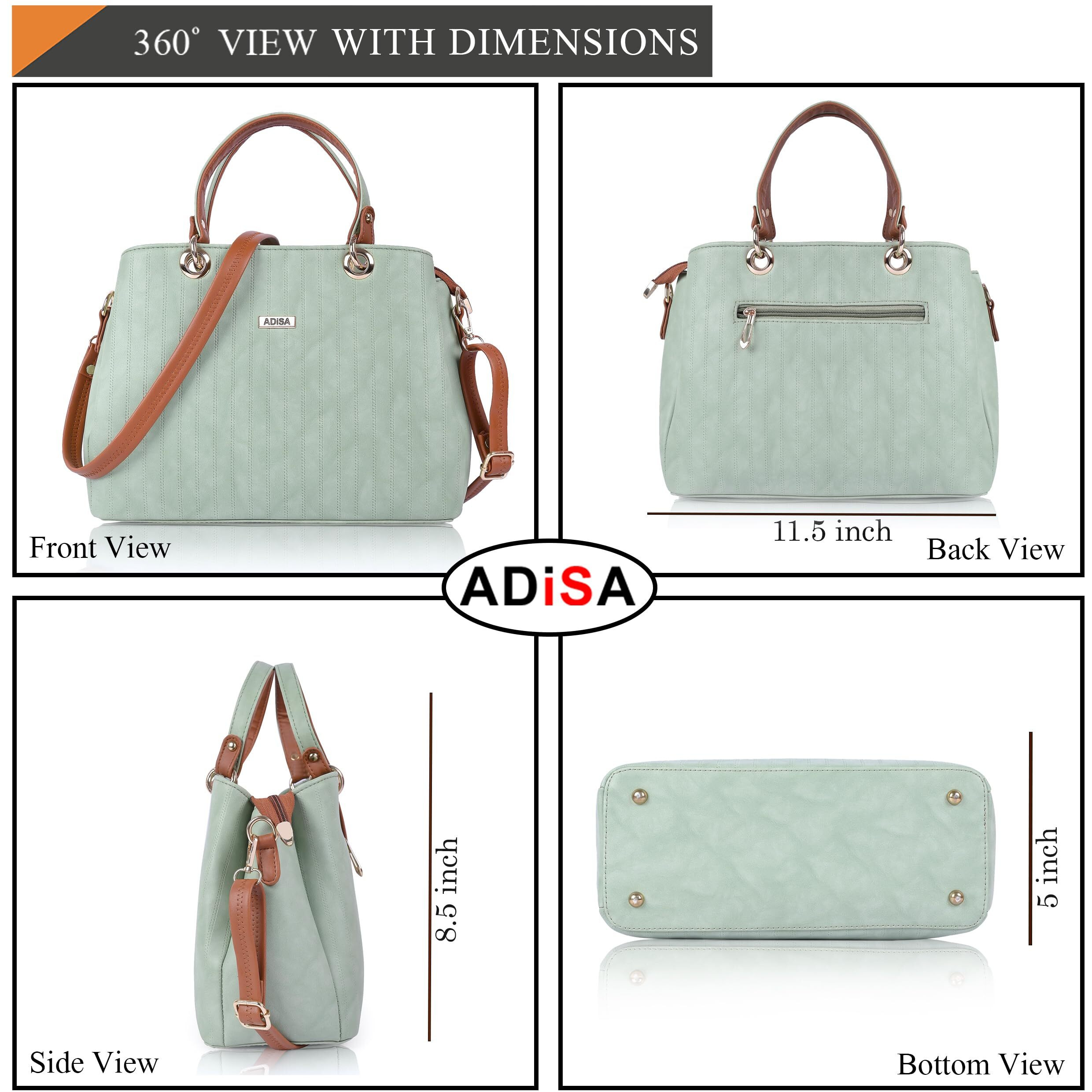 ADISA texture stripes handbag shoulder bag for women and girls with sling belt (AD4074-GREEN)