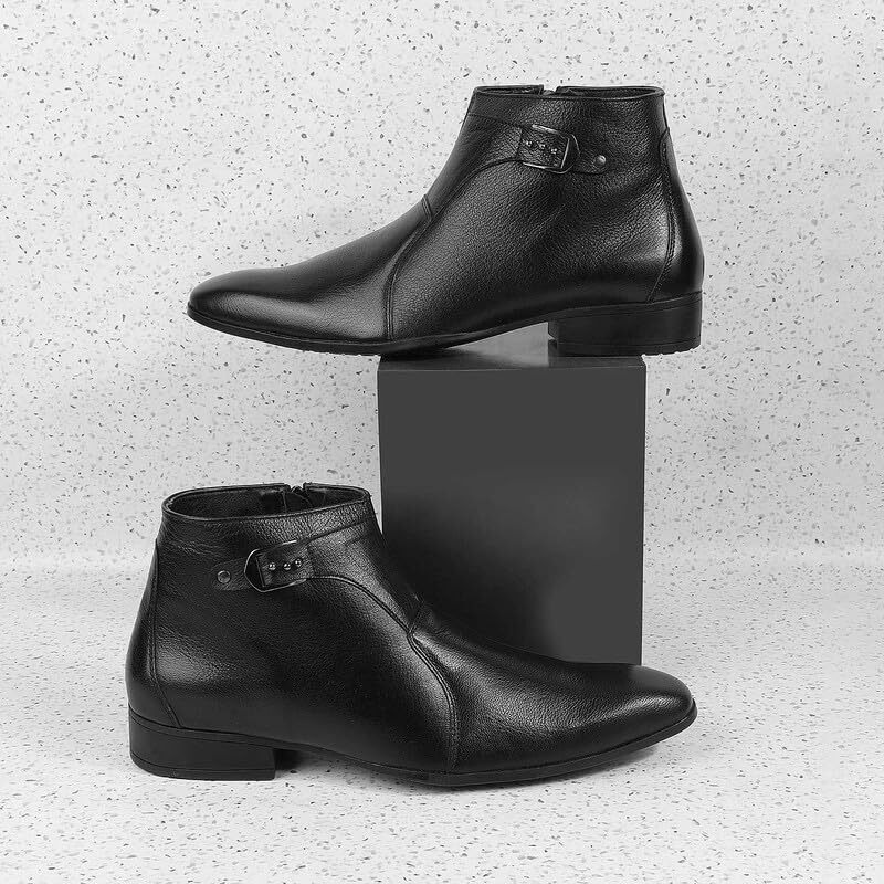 Metro Mens Leather Black Boots (Size (8 UK (42 EU))