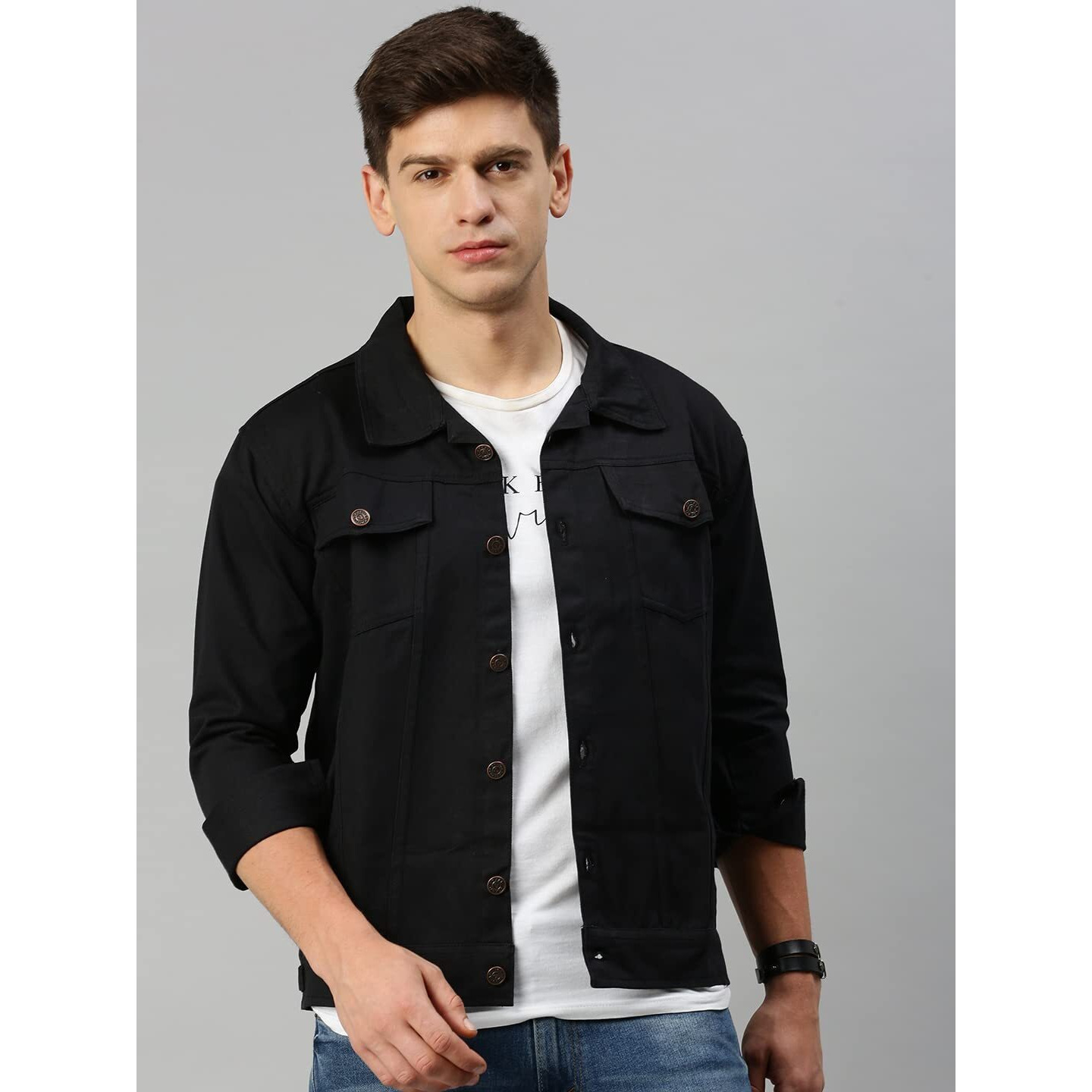 VOXATI Men's Denim Jacket kjt204xy-m_Black_M