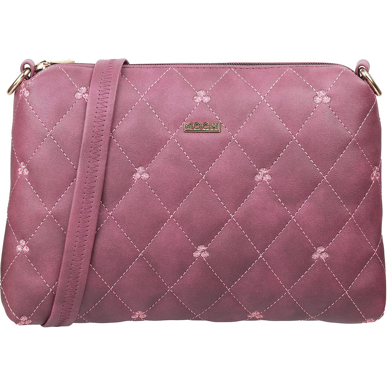 Mochi Women Purple Zip Top Sling Bag (66-7354)