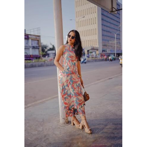 ANNI DESIGNER Women's Rayon Blend Straight Printed Kurta with Pant (VCM Blue_S_Blue_Small)
