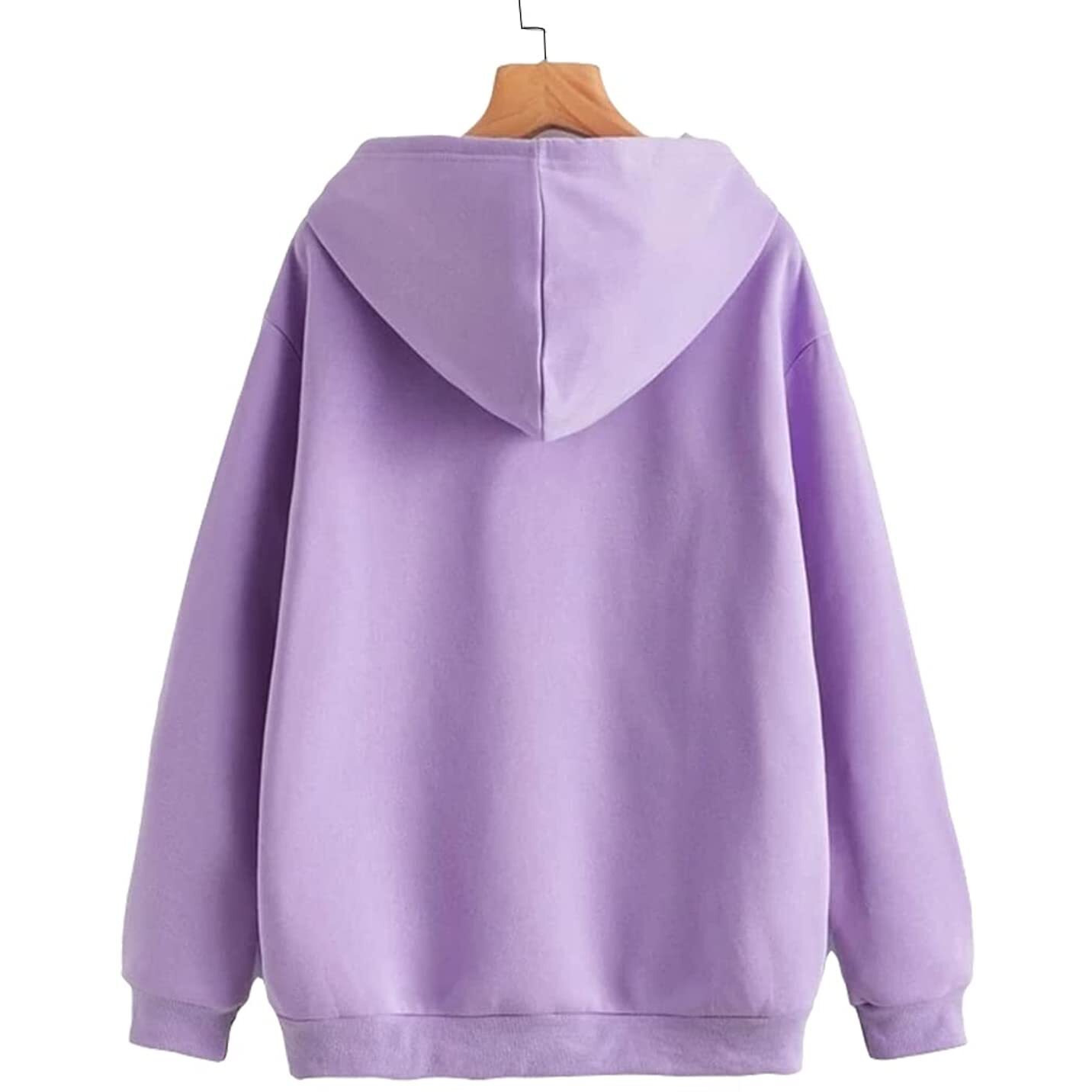JUNEBERRY Women Sweatshirt with Hoodies, Fleece Material Full Sleeves Jumper Women Winter Wear, Hooded Neck Regular Fit Long Sleeve Womens Sweatshirt, Winter Wear for Women Lilac