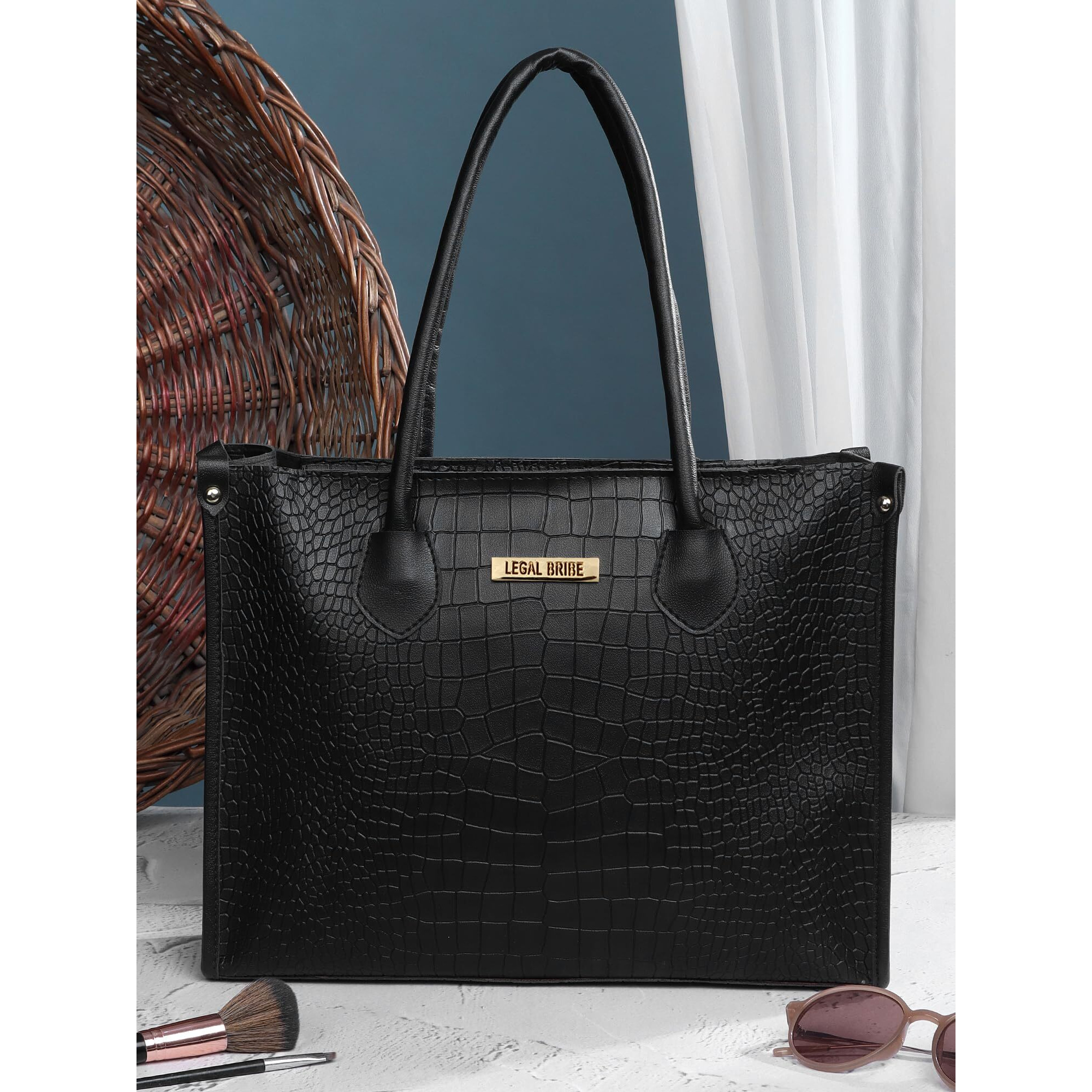 LEGAL BRIBE Women Crock Style Classic Tote Bag (Black)