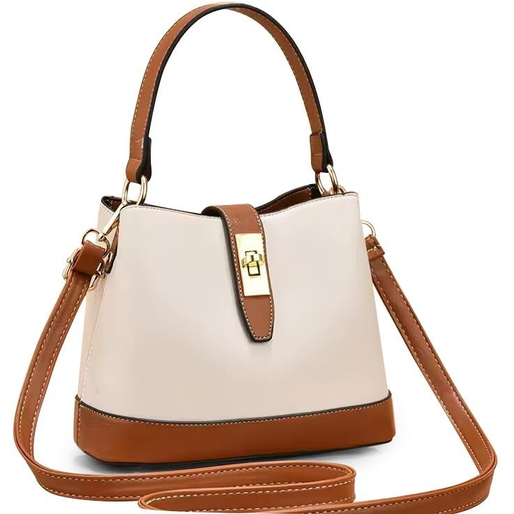 ADISA Women's Girls Bucket Cross Body Bag with Sling (SL5139-Off White)