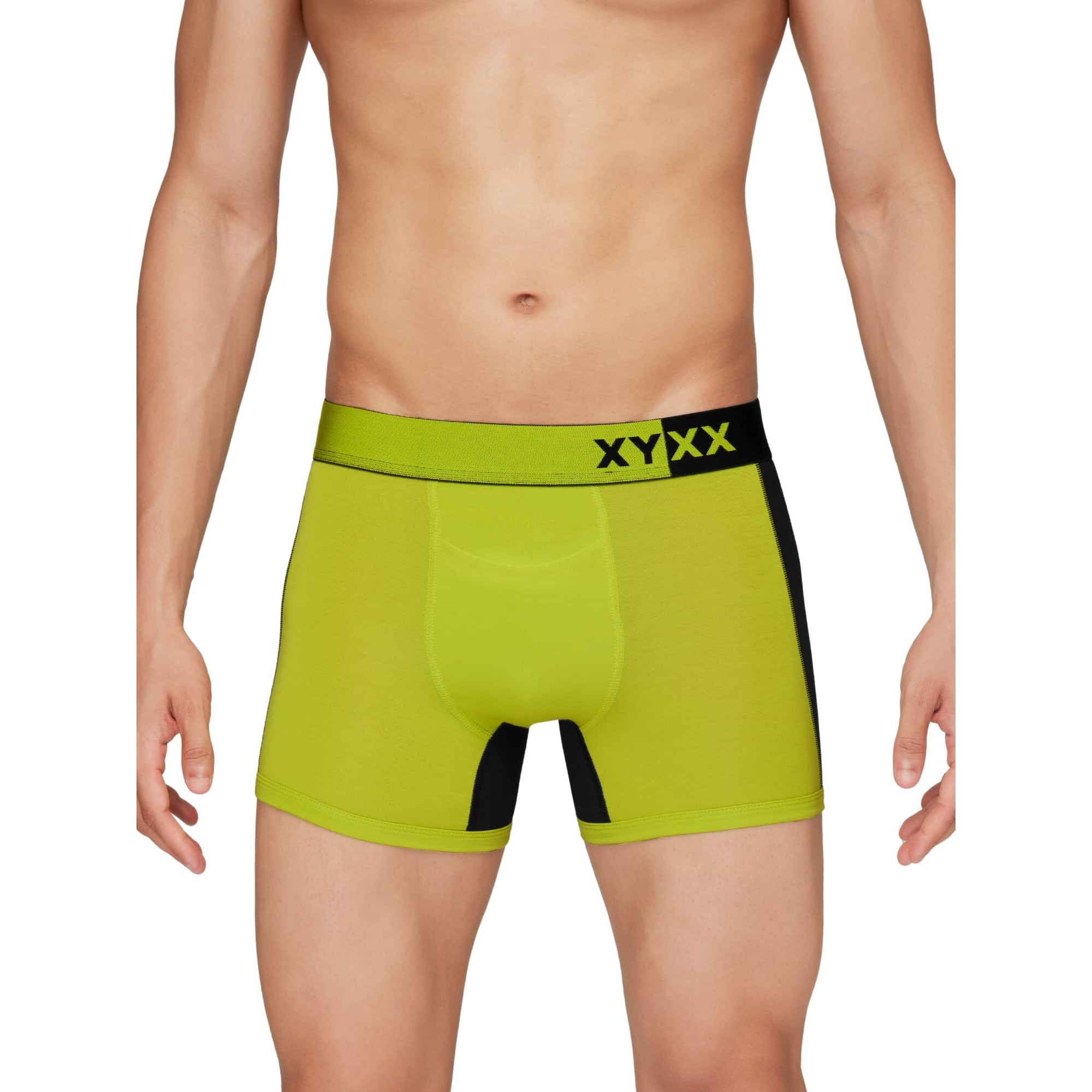 XYXX Men's Underwear Dualist IntelliSoft Antimicrobial Micro Modal Trunk Pack of 3 (Navigate & Black Iris  Lime Punch & Black  Black Iris & Tango Red L)