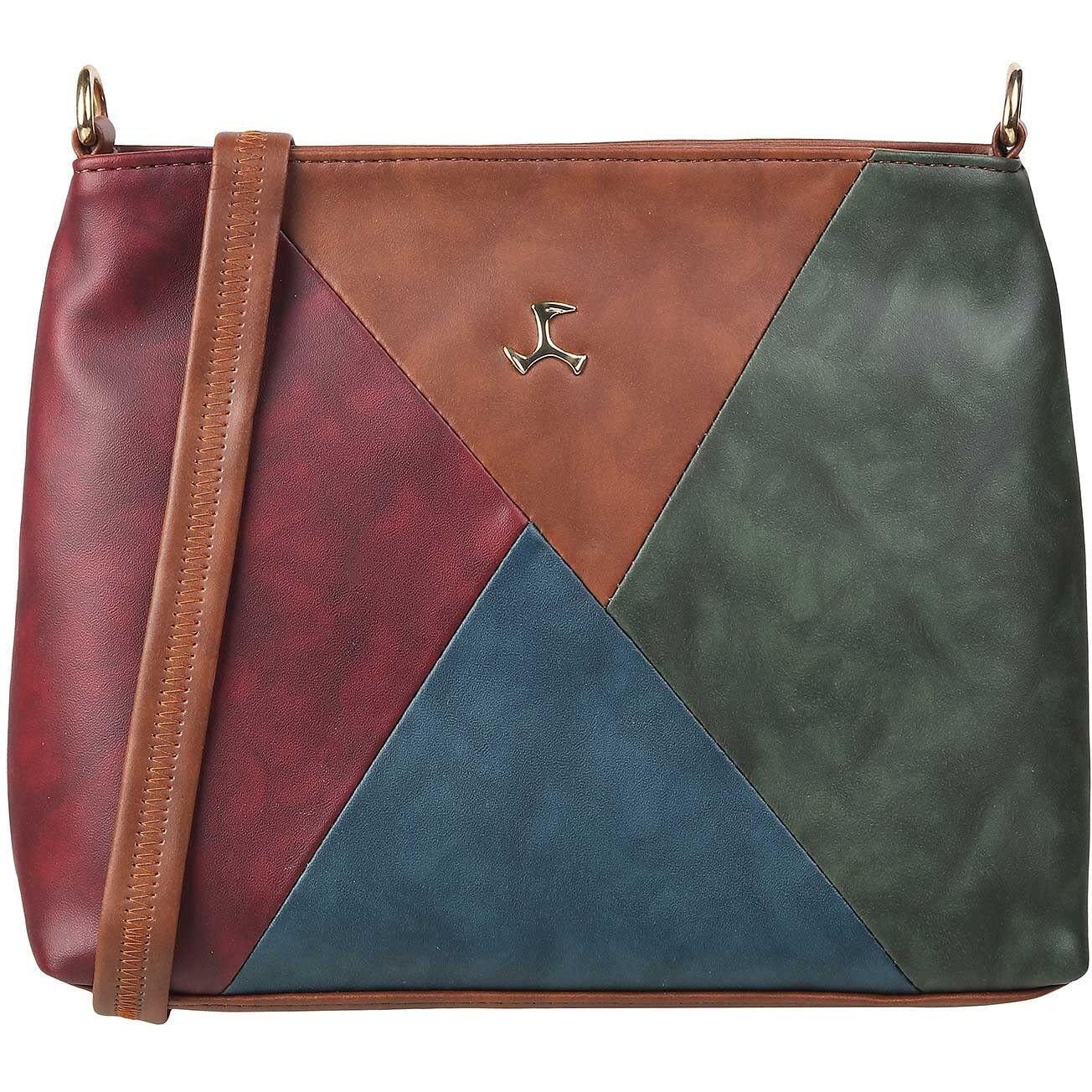 Mochi Women Brown Zip Top Sling Bag (66-7355)