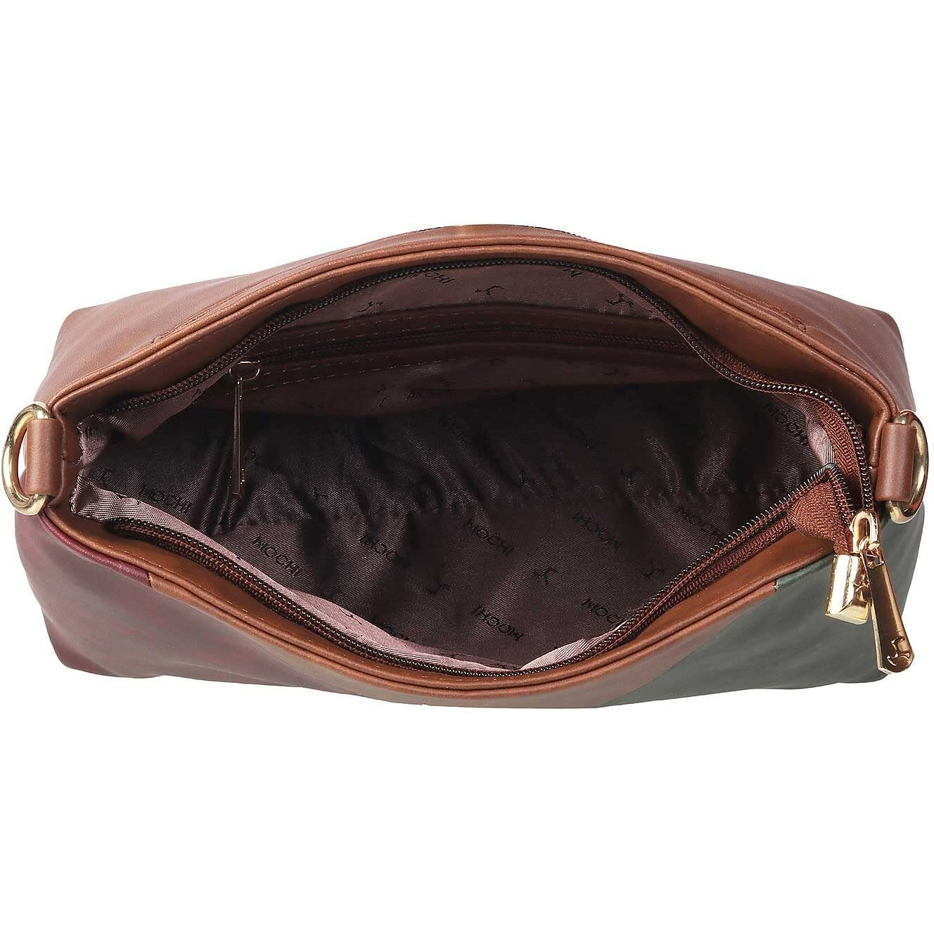 Mochi Women Brown Zip Top Sling Bag (66-7355)