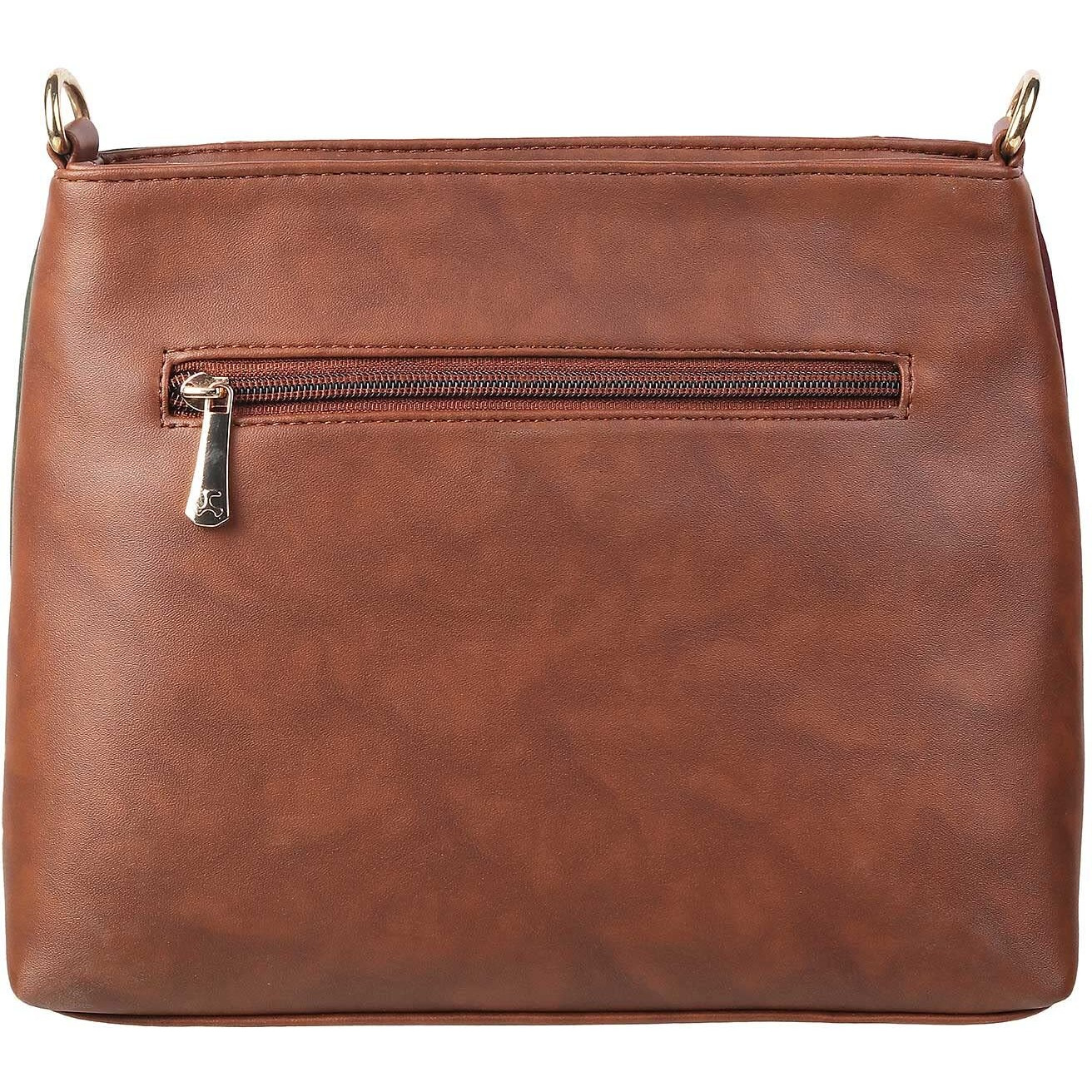 Mochi Women Brown Zip Top Sling Bag (66-7355)