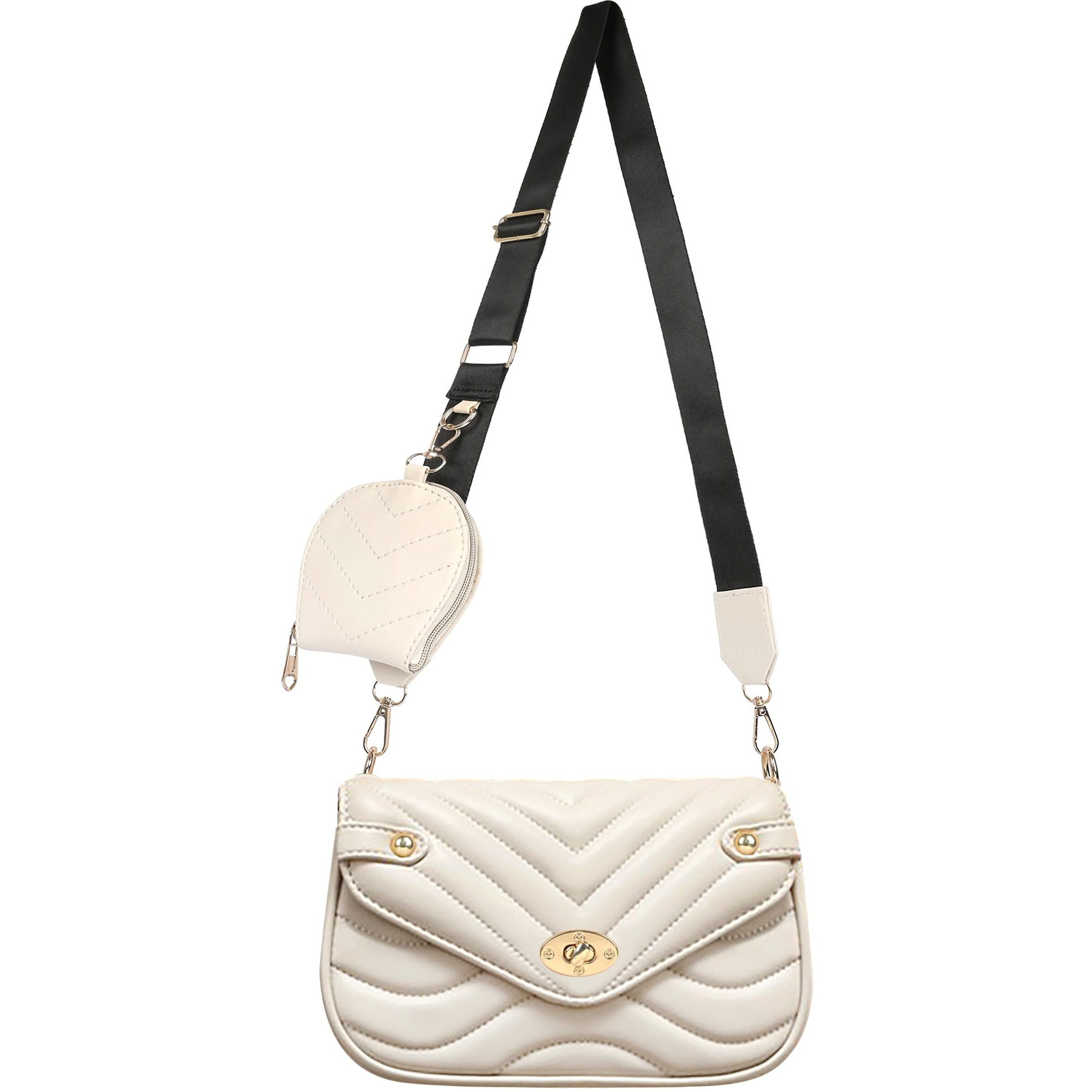 ADISA Women's Girls Waves Cross Body Sling Bag with Pouch (SL5130_Off White)