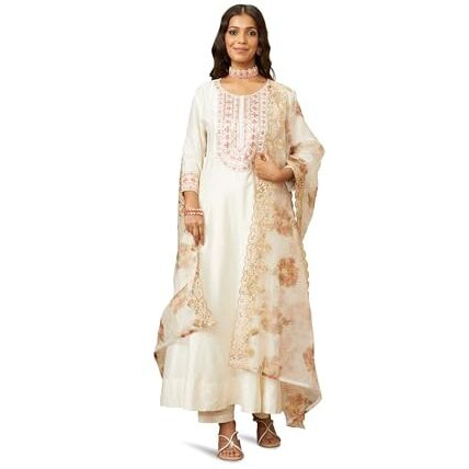 Amazon Brand - Myx Women's Rayon Salwar Suit (AW24-MYX-SKD-VN-03_Off-White_XL)
