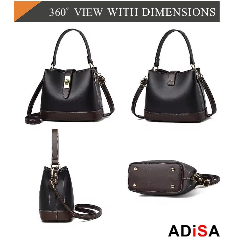 ADISA Women's Girls Bucket Cross Body Bag with Sling (SL5139_Black)