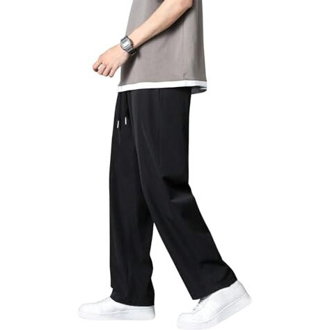 GRECIILOOKS Mens Casual Poly Lycra Regular Fit Track Pant (Black, Large)