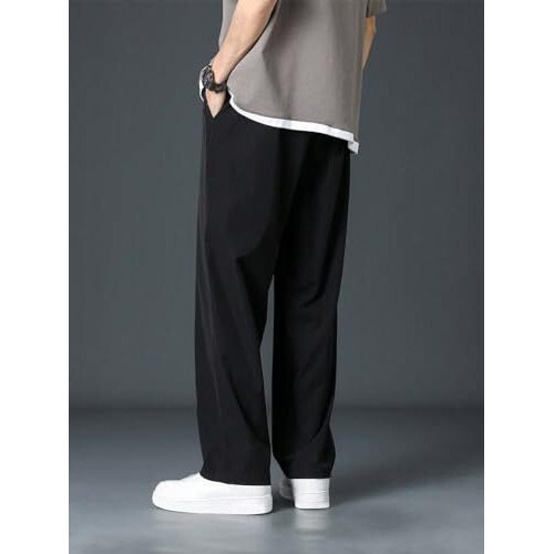 GRECIILOOKS Mens Casual Poly Lycra Regular Fit Track Pant (Black, Large)