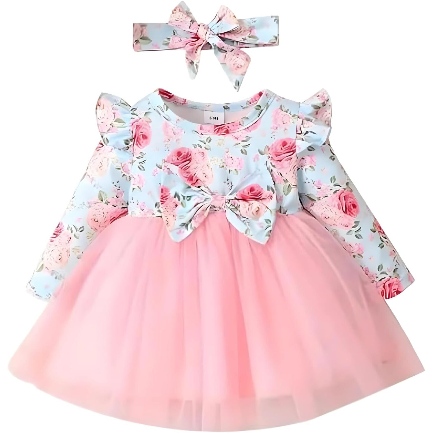 Niren Enterprise Hornbill Floral Printed Purple Color Baby Frock (Hornbill, 6-12M)