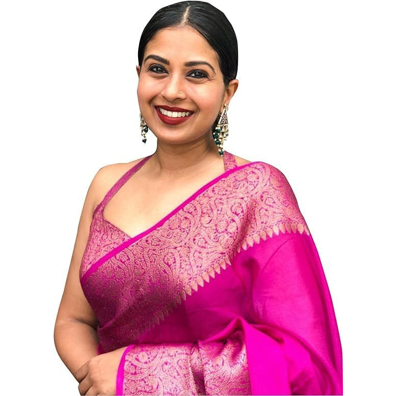 C J Enterprise Women's Pure Soft Kanjivaram Silk Saree for Wedding Kanchipuram Pattu Sarees Banarasi Cotton Latest Sari With Blouse Piece Design Wear ladies new sadi Party 2024 (Yatri-51) (Rani)