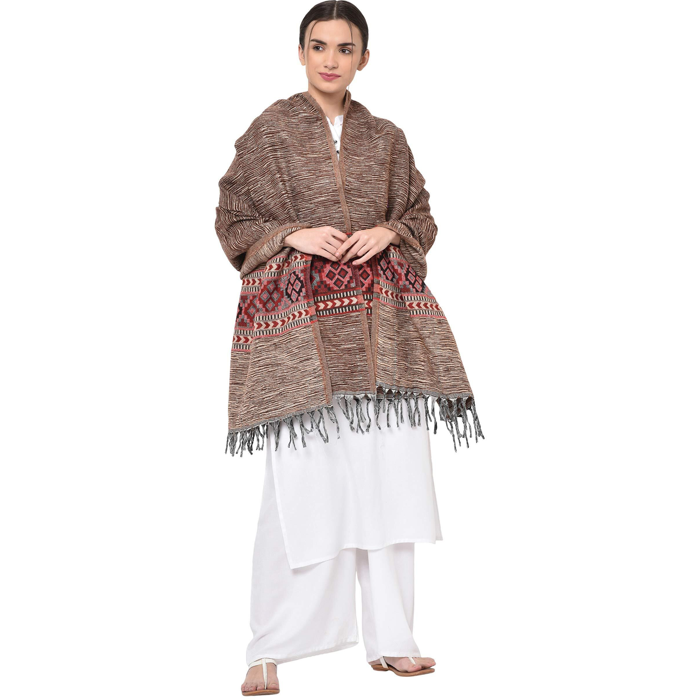 Weavers Villa Kullu Design Shawl (Coffee), 100cm X 200cm