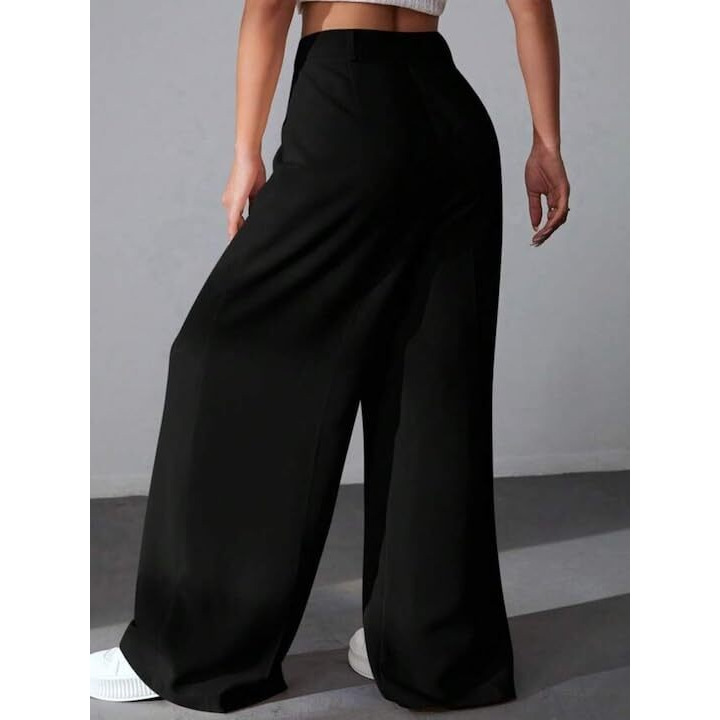GRECIILOOKS Women's Baggy Wide-Leg Fit Trouser (Gl-Tr946_Black_L), Large