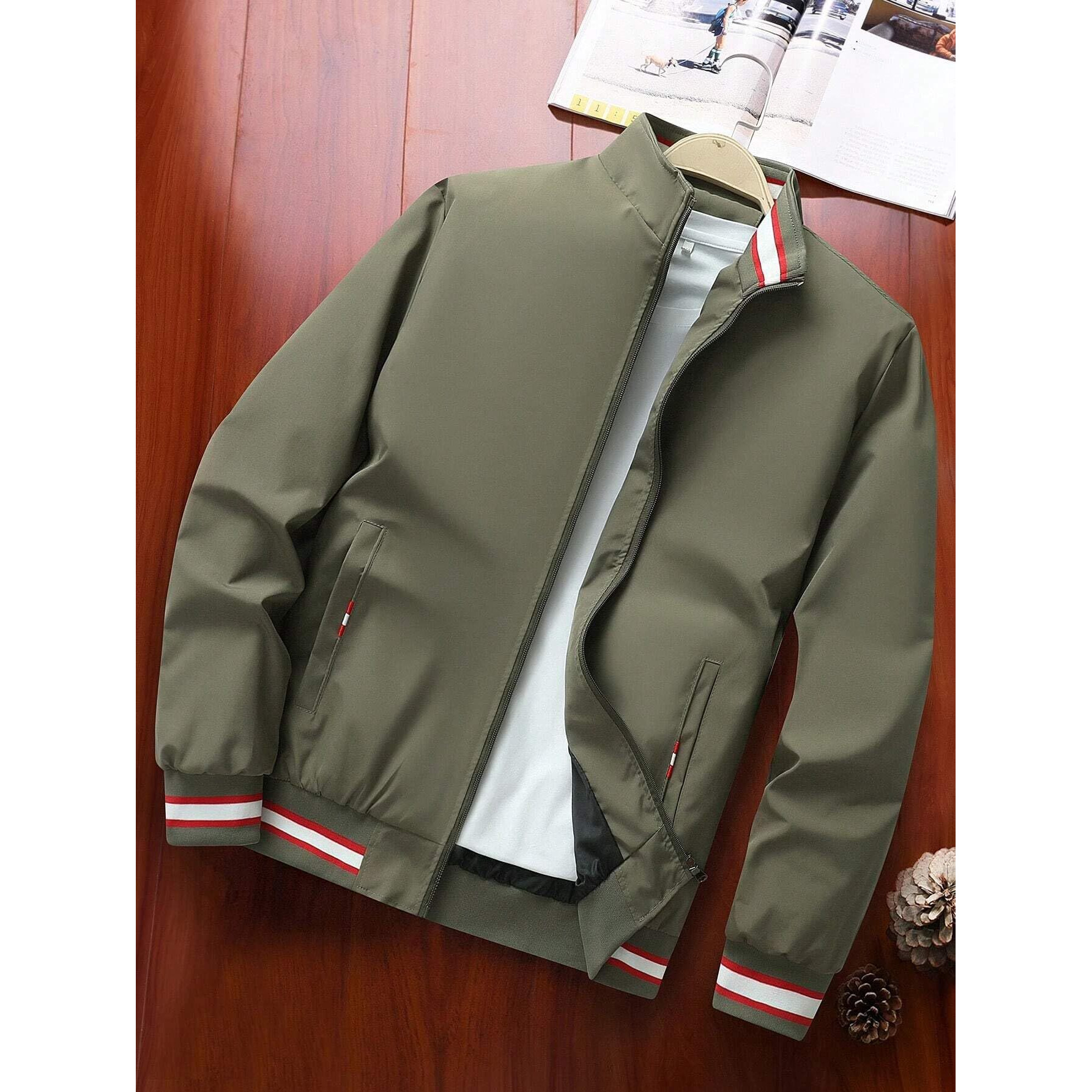 TAGAS Men's Bomber Polyester Short Length Jacket Green Medium