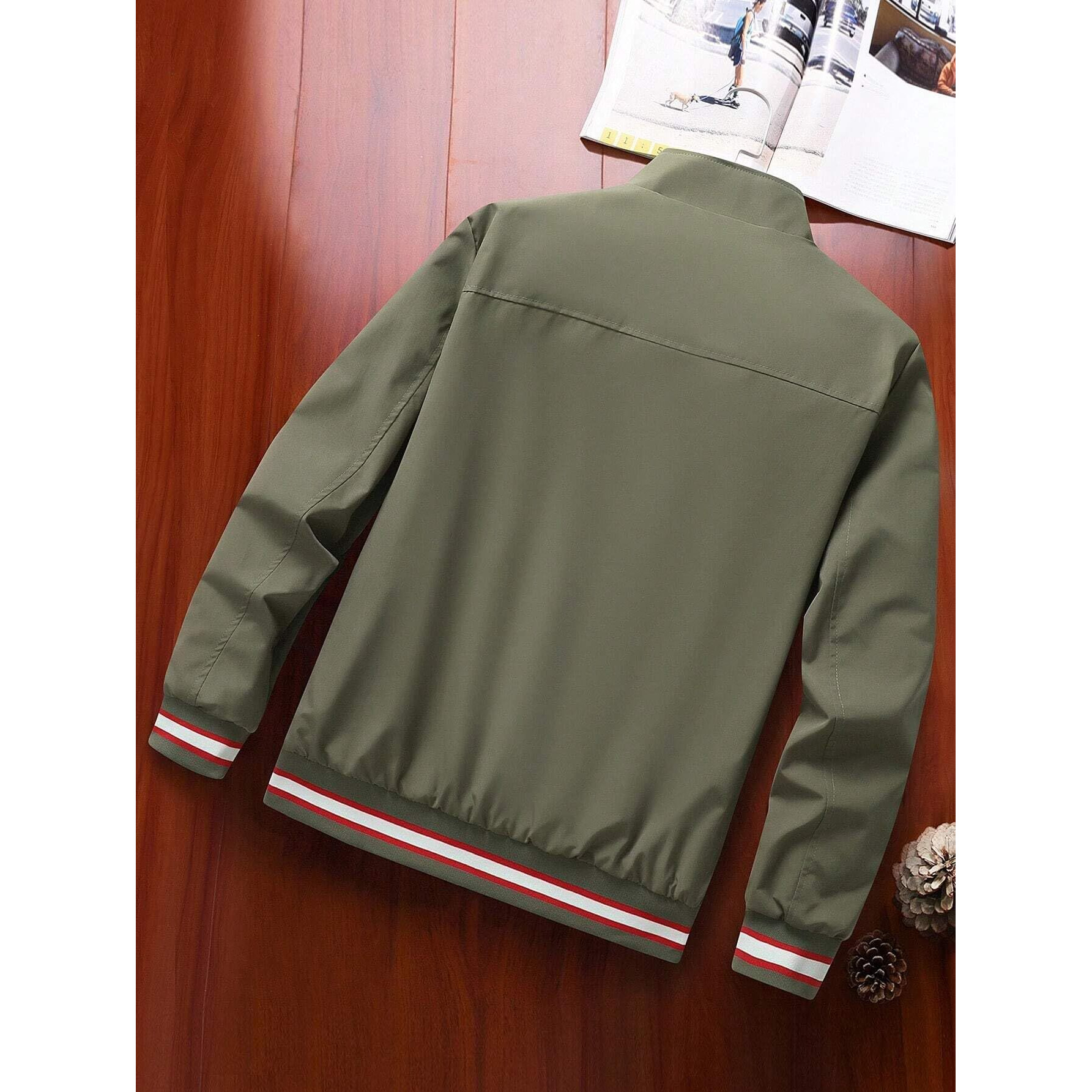 TAGAS Men's Bomber Polyester Short Length Jacket Green Medium