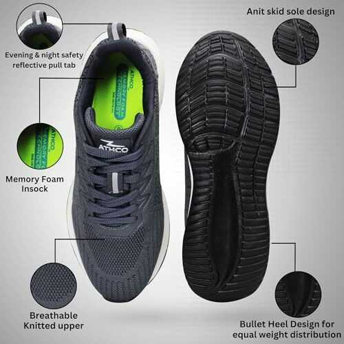 ATHCO Men's Koach Grey Running Shoes_08 UK (ATHST-46)