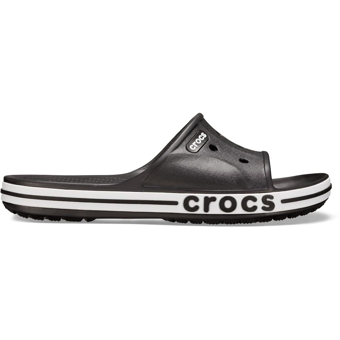 crocs unisex-adult Bayaband Slide BLACK/WHITE Slide Sandal - 7 UK Men/ 8 UK Women (M8W10) (205392-066)