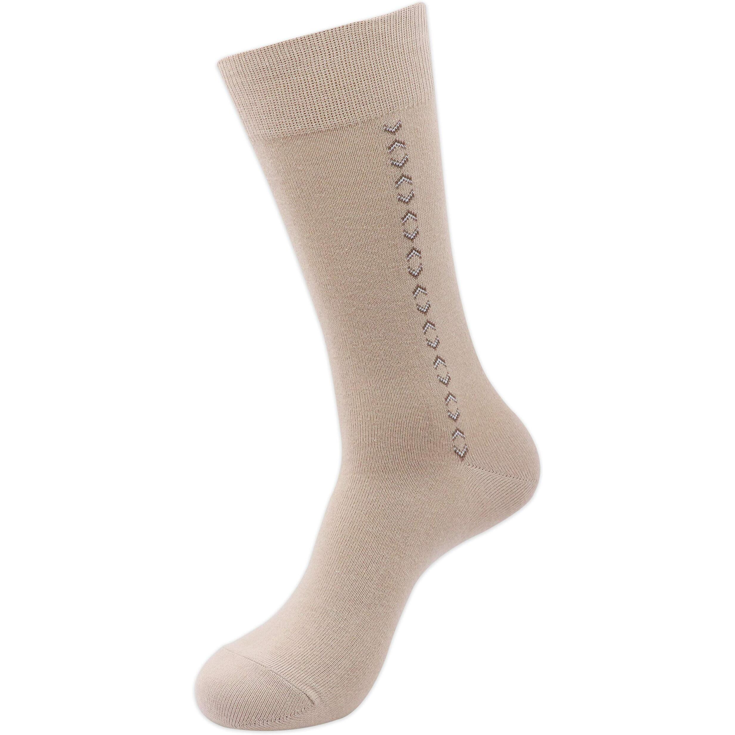 BALENZIA Men's Crew Length/Calf Length Socks (Free Size) Made with Cotton & Spandex - Combo Pack of 6 - (Black, Beige, Navy, D.Grey, L.Grey, White)